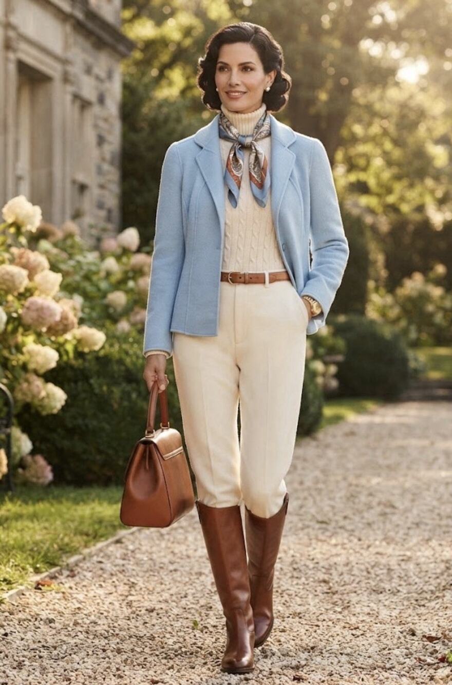 Talbots Aqua Sky Blue Jacket Wool Riding Blazer Open Front Preppy Petite 4